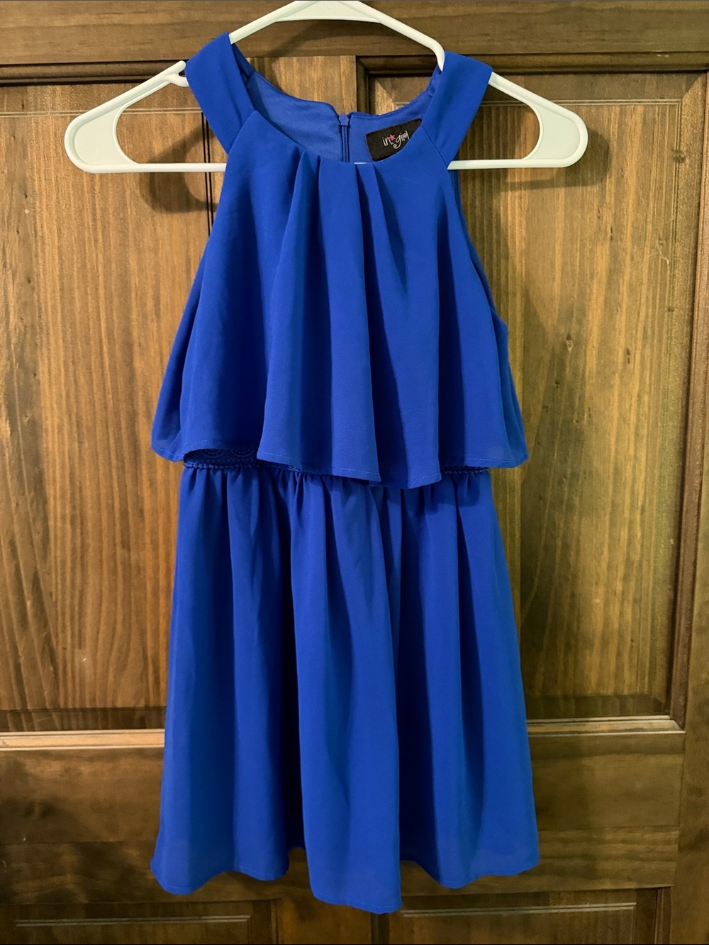 Royal Blue Halter-Style Girls' Party Dress - Unknown Brand